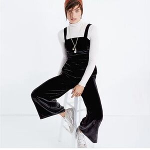Madewell Crushed Velvet Wide leg Jumpsuit Overalls